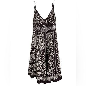 Magic Floral Embroidered Sun Dress Adjustable Spaghetti Straps Sz L